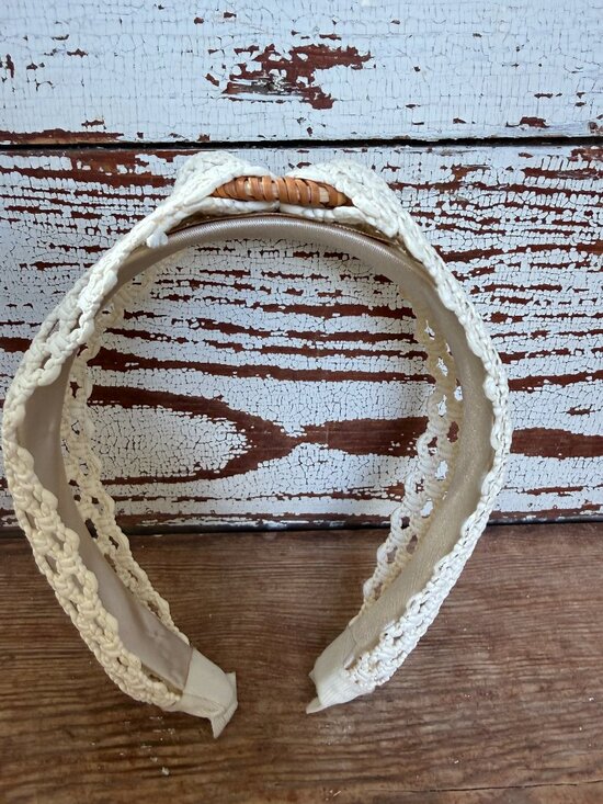 NWOT Anthropologie Crochet Jute  Embellished Headband - Picture 3 of 5